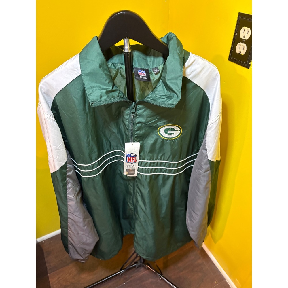 NWT Green Bay Packers Windbreaker Jacket XL Full Zip Colorblock Vintage StyleNFL